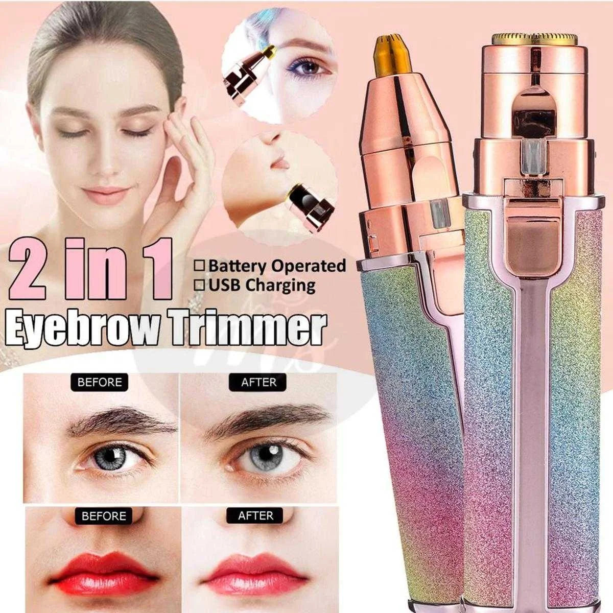2 In 1 Rechargeable Electric Eyebrow Trimmer + Body Facial Hair Removal